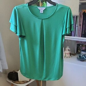 Liz Claiborne Green Flutter Sleeve Blouse